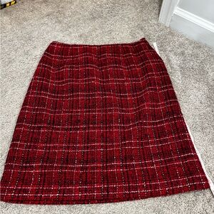 Villager Red and Black Plaid Pencil Skirt